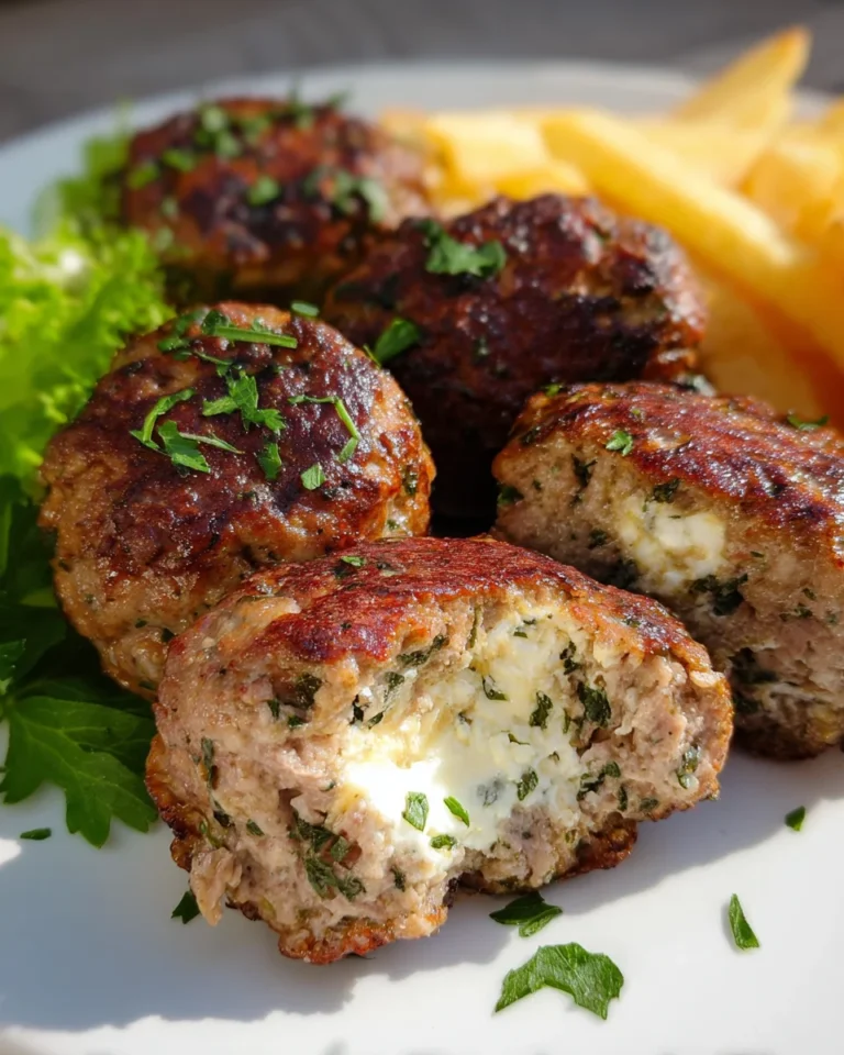 Bifteki – Griechische Frikadellen gefuellt mit Schafskaese