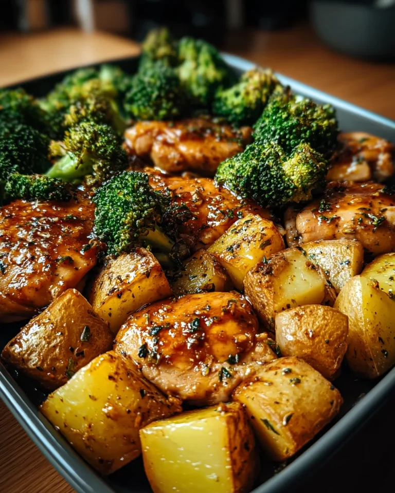 Honey-Garlic Chicken with Broccoli and Potatoes