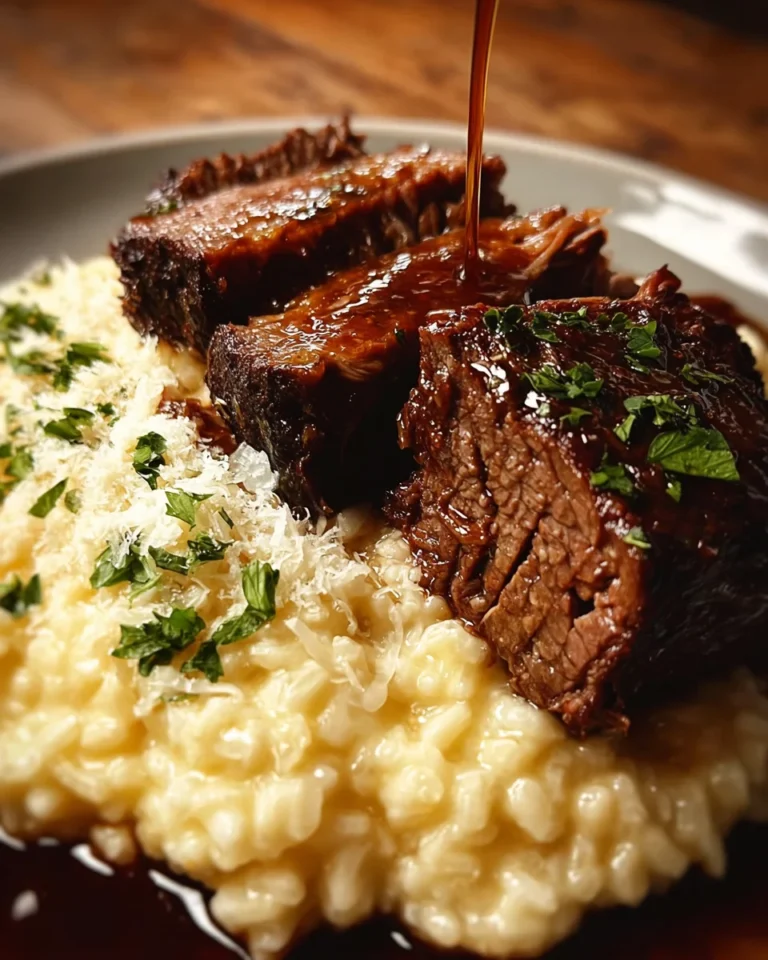 Tender Beef Brisket in Cola with Creamy Parmesan Risotto