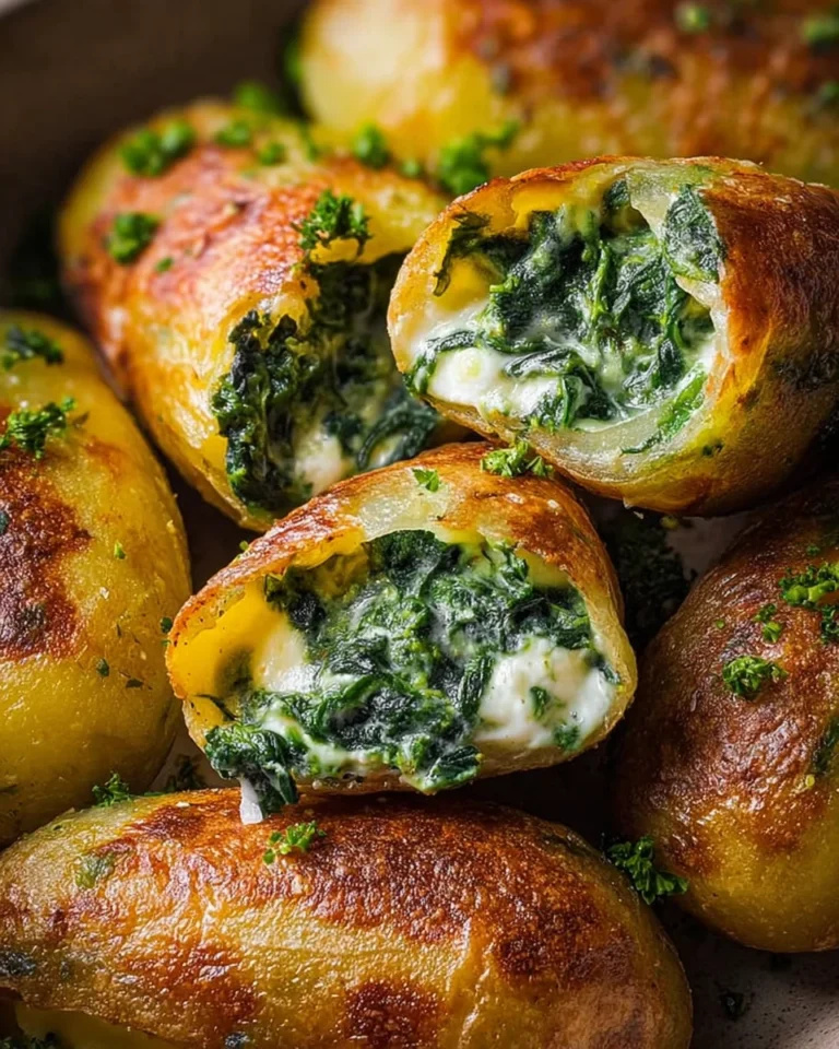 Vegane Kartoffeltaschen mit Spinat-Frischkaese-Fuellung