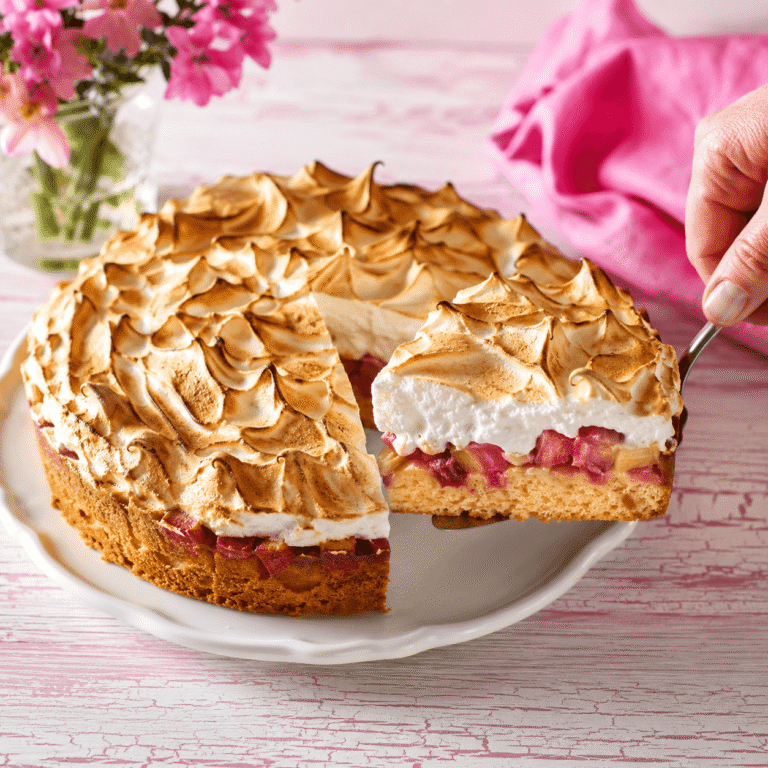 Rhabarberkuchen mit Baiserhaube